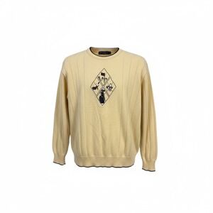Pinnacle Grandpa Golf Sweater Mens Large Yellow‎ Knit Vintage USA Preppy